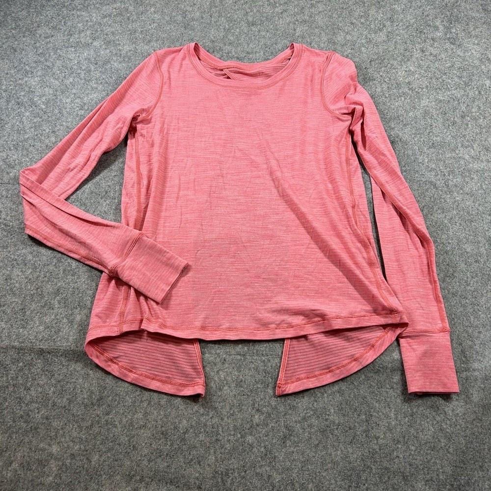 Lululemon Beat the Heat Long Sleeve Size 4 Heathered Flash Tied up open back